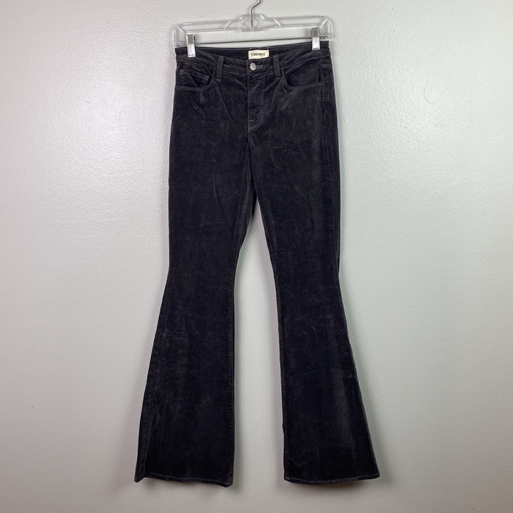 NWT L’AGENCE | Bell High-Rise Flare Velvet Jeans Greystone 25